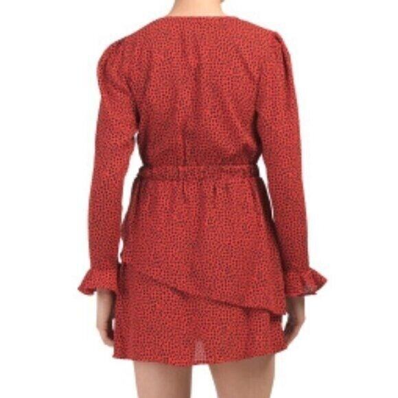 Ruffle Mini Dress Red Black Size Small Womens‎ Date Night Feminine Japna - Picture 5 of 5
